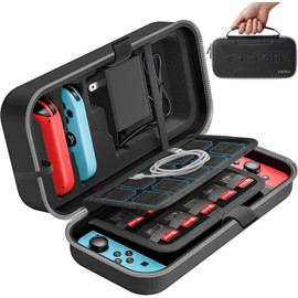 Funda Nintendo Switch OLED, Estuche Nintendo Switch, Case de Transporte Portátil para Joy-Con y Adaptador, Carcasa Rígida Protectora para Interruptor