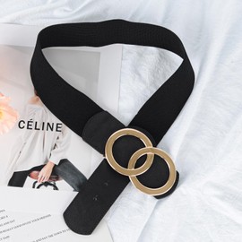 Aurolran Women's Fashion Classic Metal Buckle Leather Belt with Jeans Dress