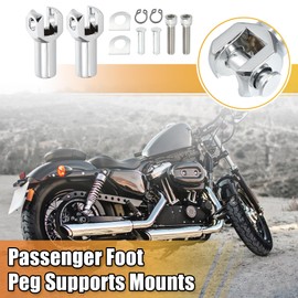 X AUTOHAUX Passenger Foot Peg Support Mount Clevis Kit for Left and Right Harley Bike Foot Pegs Footrest Mount Clevis Hardware Kit for Davidson Softail 2000-2006 Silver Tone