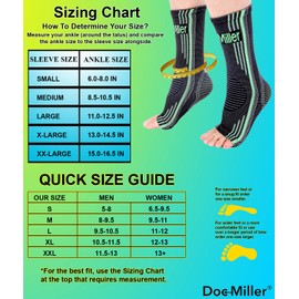 Doc Miller Ankle Compression Sleeve For Achilles Tendonitis & Plantar Fasciitis Relief, Recover Sports Injury and foot Joint Swelling - 1 Pair Medium Green Color 20-30 mmHg Toeless Foot Compression Sleeve