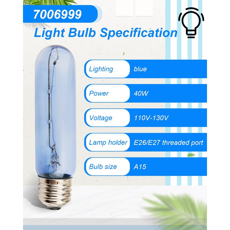 ULXIOM 4 Pack 7006999 Lamp Blue Glass Bulb Light Replacement