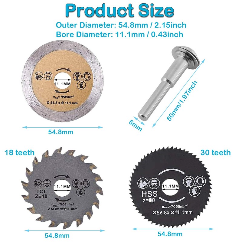 YUENTOEN Rotary Tool Saw Blades, 3Pcs HSS Mini Circular Saw