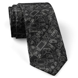 ikiki-tech Skinny Slim Fashion Necktie for men Novelty Conversational Neckwear Ties (Video Game Controller Gadgets Pattern)