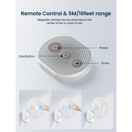 Shinebella Shinebella 10-Inch Wall-mounted Fan with Timer and 4-Speeds, 90  Auto Oscillation, Include Remote Control