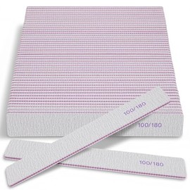 Limas de uñas de grano 100/180, 100 tableros de esmeril de doble cara, herramientas de manicura profesionales reutilizables y lavables para acrílico, 