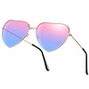 Heart Sunglasses Hippie Glasses Rose Gold Frame, red-blue