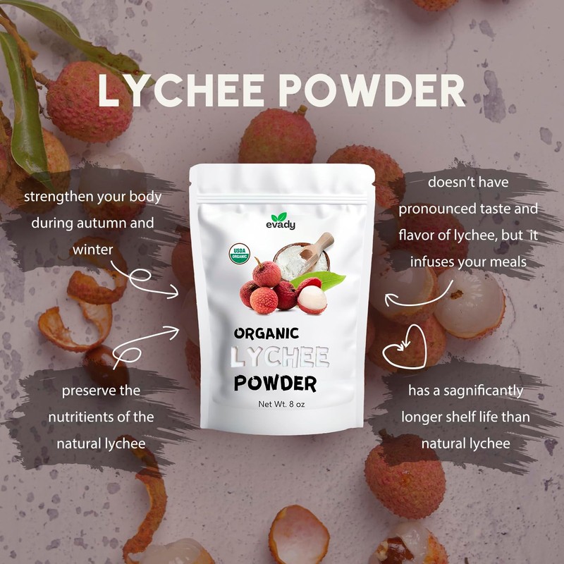 Lychee Powder 8 oz, Natural Powder for Beverages, Cooking