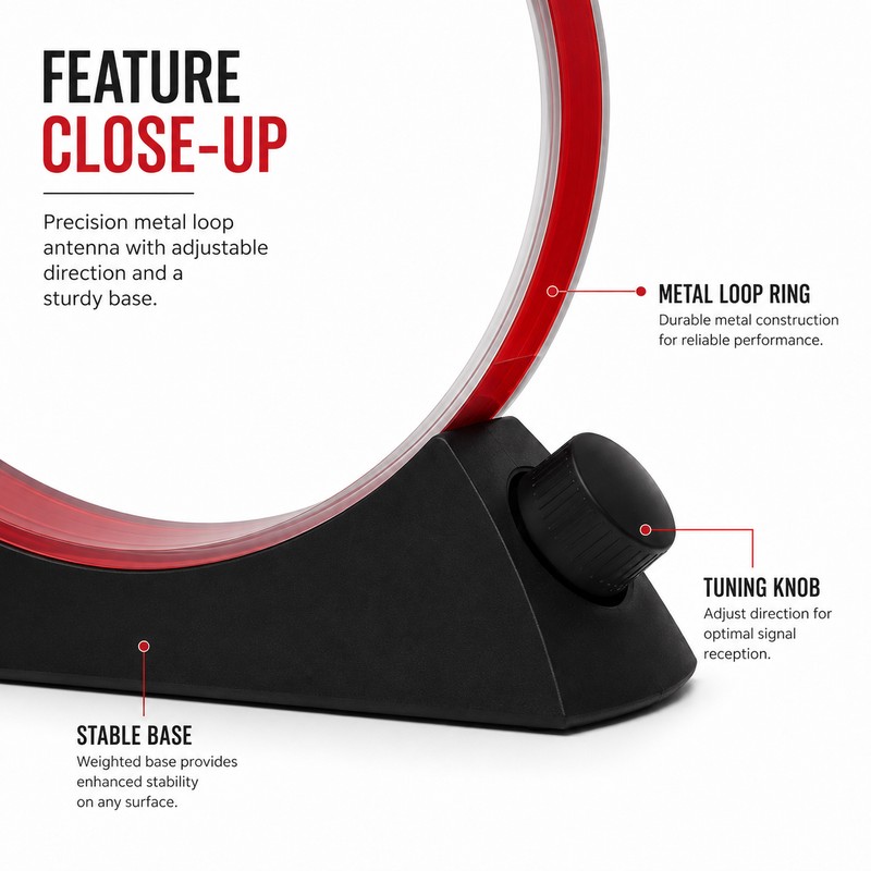 AM/MW Loop Antenna for Radio Reception – Adjustable Direction Portable