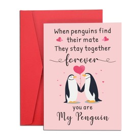 Penguin Couple Gifts for Boyfriend Girlfriend Valentines Day Gifts for Him Her Christmas Penguin Lovers Cards Cute Birthday Card Gifts for Husband Wife Anniversary Wedding Gifts for Best Friends