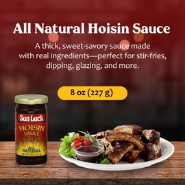 Sun Luck Traditional Hoisin Sauce 8 oz Jar – Savory-Sweet Chinese Barbecue Sauce for Stir-Fry, Marinades, Dipping & Peking Duck; Rich, Thick Texture.