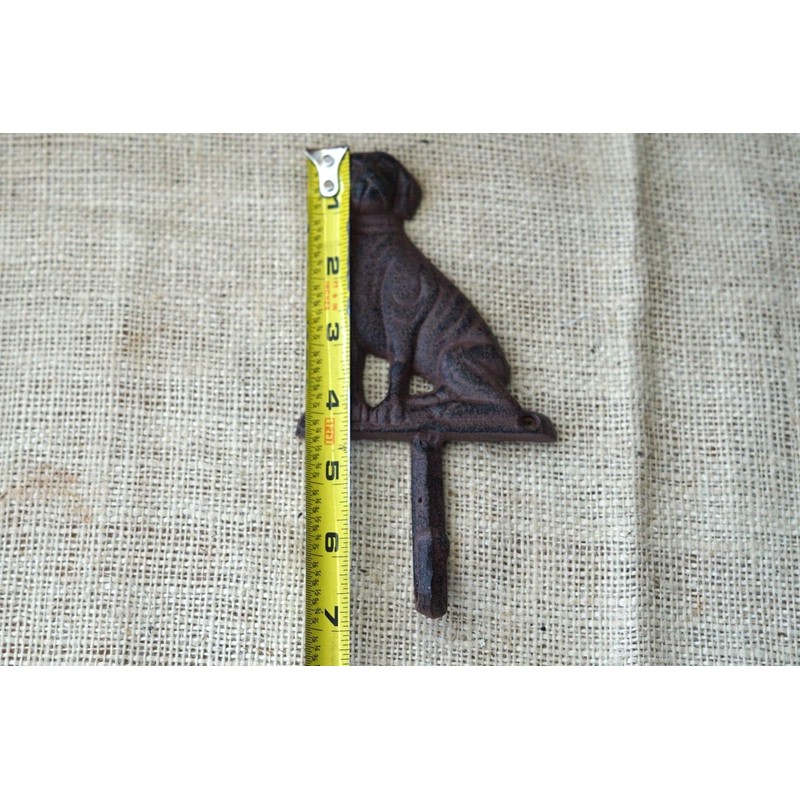 Vintage 6 Cast Iron Antique Style Dog Coat Hooks Hat