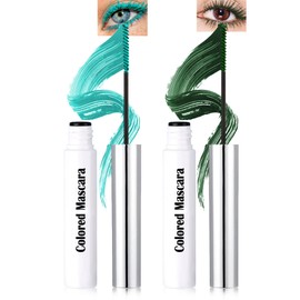 Colored Mascara Set for Eyelashes, 2 Colors Emerald Green & Green Waterproof Long Lasting Lengthening Volumizing Mascara Volume and Length, No Clumps Tube Eye Mascaras with Fine Short Lashes for Women