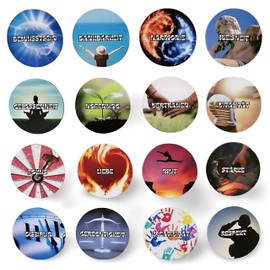 Mind Set of 16 Fridge Magnets for Motivation and Mindfulness Ideal as Small Gifts Round Flexible 40 mm Each