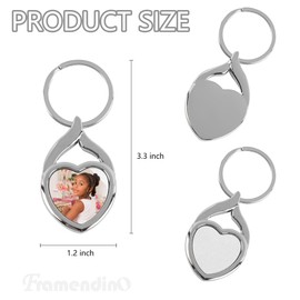 Framendino, 10 Pack Sublimation Metal Keychain Blanks Heart Key Rings for Heat Transfer Press Crafts