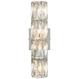 SAMTEEN Crystal Wall Sconce Modern 4-Light Crystal Wall Light Fixture Bedside Wall Mount Lamp Chrome Bathroom Vanity Light for Bedroom Living Room Hallway Kitchen