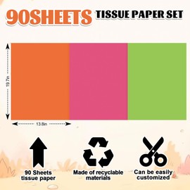 Whaline 90 Sheets Pink Orange Green Tissue Paper 3 Solid Colors Gift Wrapping Paper Colored DIY Art Craft Tissue for Wedding Birthday Baby Shower, 13.8 x 19.7 Inch