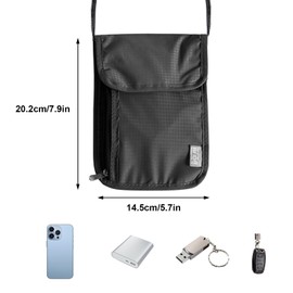 Harewu Reisegeldbeutel,Weicher Brustbeutel zum Reisen Unisex,versteckte Anti-Diebstahl Festival Passhalter für Passport, Kreditkarten, Mit RFID-Schutz (Schwarz.)