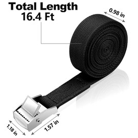 maseyboc 16.4ft Tie Down Straps, 16.4ft x 0.98" Lashing Strap, Lashing Secure Strap with Cam Buckles Adjustable, Packing Straps Heavy-Duty for Motorcycle, Cargo, Truck, Luggage, Car Roof Racks 4 Pack