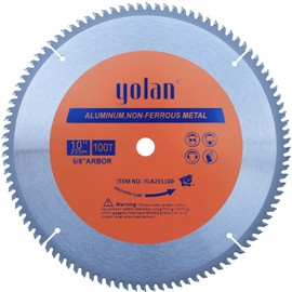 Yolan 10-Inch 100T Carbide Tooth TCG for Aluminum Saw Blade with 5/8-Inch Arbor, Table Saw Accessories