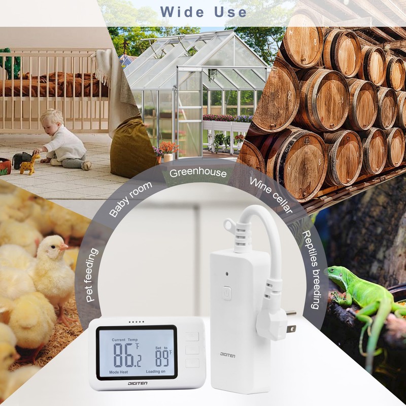 DIGITEN Wireless Thermostat Outlet Temperature Controlled Outlet with Power Cord