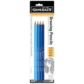 Generals Smooth Artists Graphite Drawing Pencils, Assorted Tips, Black, Set of 4