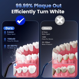 Water Flosser for Teeth Cleaning and Flossing, 5 Modes Rechargeable Cordless Oral Irrigator 320ml Water Tank Teeth Cleaner, IPX7 Waterproof Portable Electric Dentel Flossers for Home and Travel,Black