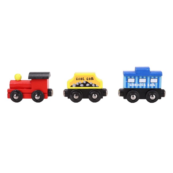 ABUDA 3-Piece Wooden Train Set with Magnetic Suction for Children's