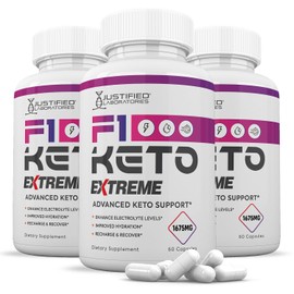 (3 Pack) F1 Keto Extreme Pills 1675MG New & Improved Formula Contains Apple Cider Vinegar Extra Virgin Olive Oil Powder Green Tea Leaf 180 Capsules