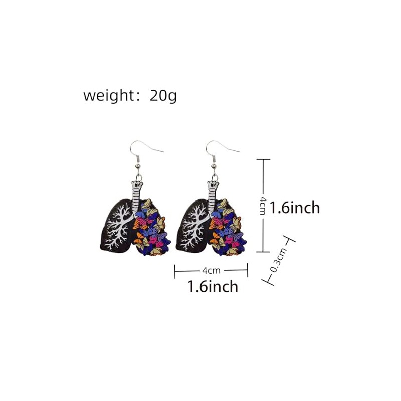 Novel Acrylic Human Lung and Butterfly Dangle Earrings - Unique