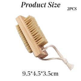 2pcs Wooden Nail Scrub Brush, Double Sided Nail Brushes with Stiff Bristles and Hanging Rope Hand and Foot Scrubber Manicure Pedicure Tool for Scrubbing Fingernails Toenail Cuticle
