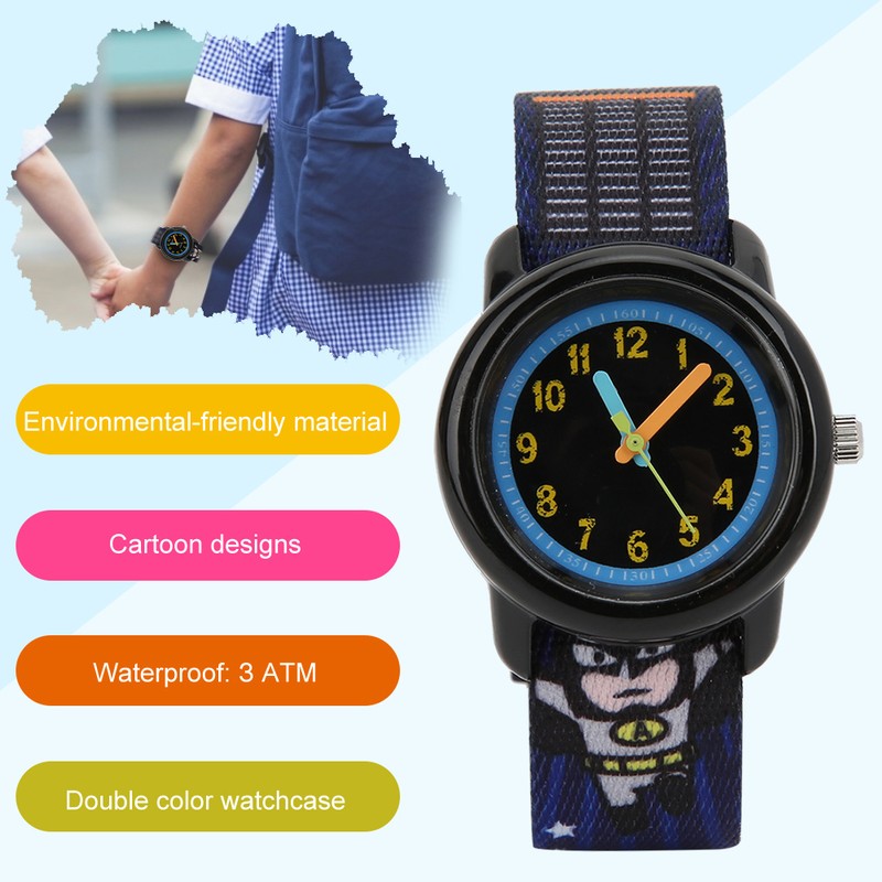 Children Watch Cartoon Pattern Waterproof Ribbon Strap Quartz Children WatchNight