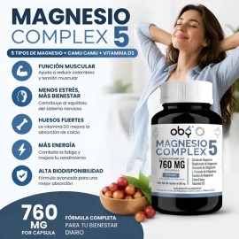 5 Magnesios Veganos Con Camu Camu 60 Cápsulas                                                                                                         
