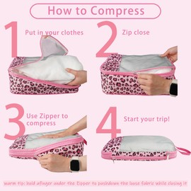 7 Pcs Compression Packing Cubes for Travel Luggage, Lightweight Suitcase Organizer Bags Set, Compression Packaging Cube for Travel Essentials, Packing Cubes for Carry on Suitcase