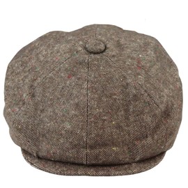 TruClothing.com 8 Panels Baker Boy Hat Shelby Hat Wool Vintage Tweed Brown Grey Razor, brown