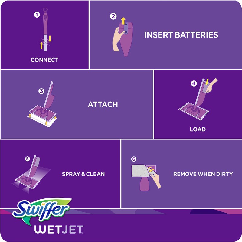 Swiffer Wet Jet Mop Cleaning Pads Refill, Floor Cleaner for