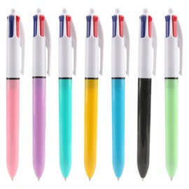Multicoloured Pen 7-Pack 4 Colour Pens All In One Retractable Ballpoint Pens with Black Blue Red and Green Ink Medium 1.0mm Switchable Biros Ideal for Office School Supplies Students Children Gift