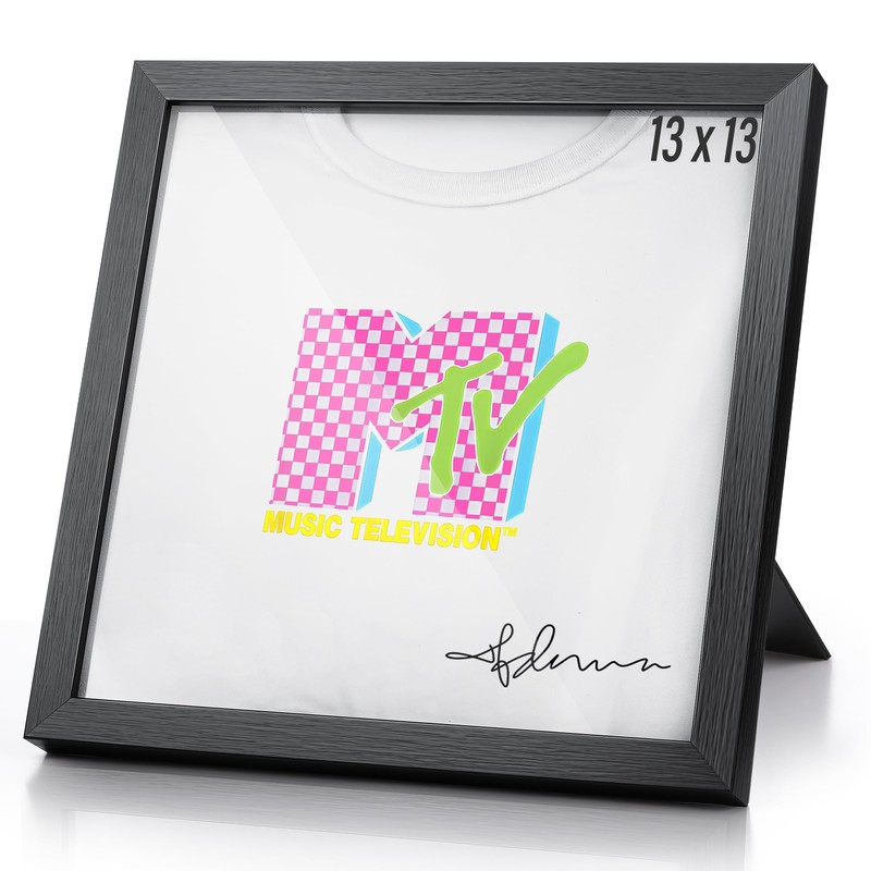Dunkive T-Shirt Display Frame, 13" x 13" Black Wood T-Shirt