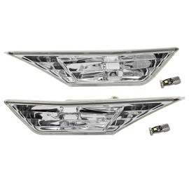 SecosAutoparts CLEAR SIDE MARKER LAMP TURN SIGNAL LIGHT W/LED BULBS Compatible with HONDA CIVIC 2016-2020