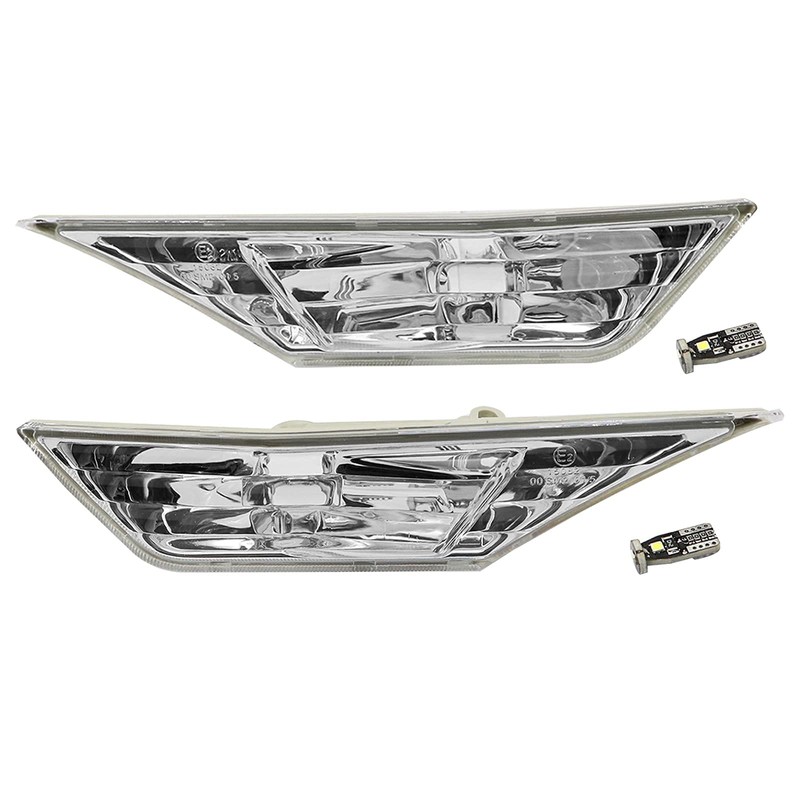 SecosAutoparts CLEAR SIDE MARKER LAMP TURN SIGNAL LIGHT W/LED BULBS
