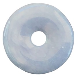 Steinfixx® - Premium Angelite / Anhydrite Donut Optional Necklace with Silver or Gold Pendant and 80 cm Leather Cord Healing Stone Gemstone Chakra Stone, Crystal Gemstone Crystal gemstone Angelite,