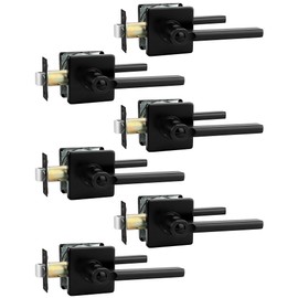 Probrico (6 Pack Privacy Lever Black Door Handle Lock Keyless Square Locking Lever for Bedroom or Bathroom with Matte Black Finish, for Right & Left Side Door Lock