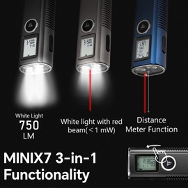 TrustFire Mini X7 Flat EDC Flashlight Rechargeable with Red Beam, Distance Meter Function and White LED Combo, 750 Lumens Portable Pocket Lights Magnetic Base for Outdoors, Emergency, Work (Deepblue)