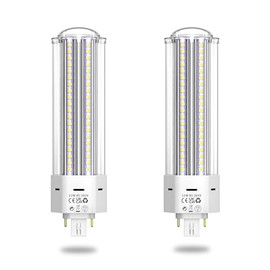Bombilla LED GX24QG24Q con base de 4 pines de 22 W (equivalente a lámpara fluorescente compacta CFLde 42 W) GX24 LED PL-C lámpara empotrable, RemoveBypass The Ballast, 6000K, paquete de 2, 22 vatios, paquete de 2, luz diurna