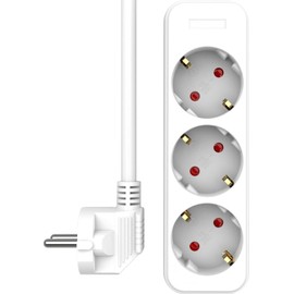 ELRO ES103 3-Way Power Strip with 1.5 m Cable - Child Lock - Schuko Plug - Max. 3680 W - TÜV Tested - White