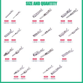 Twidec/290PCS Car Electrical Wire Terminal Pins Connector 1/1.5/1.8/2.2/2.8/3.5mm 21Type Connector Pins Terminal Auto Electric Connector Non-Insulated Plug Removal Male Female Crimp Pins