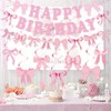 Bow Birthday Party Decorations - Pink Bow Birthday Banner Bows
