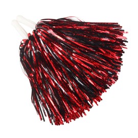 Hooshing 24PCS Black and Red Pom Poms Cheerleading Fluffy Metallic Pompoms with Baton Handle for Dancing Team Sports Party Cheerleading Squads