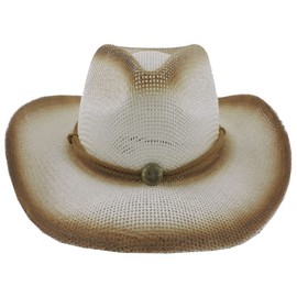 Silver Fever Fashionable Ombre Woven Straw Cowboy Hat Brown