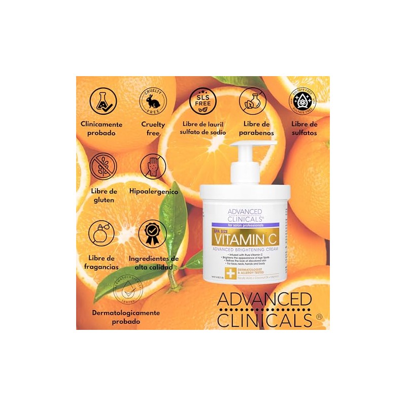 ADVANCED CLINICALS CREMA CORPORAL VITAMINA C ILUMINACION AVANZADA CON A.