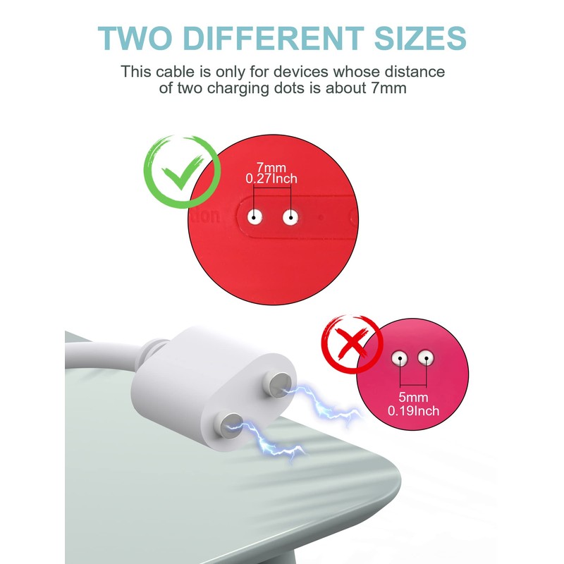 Bicmice 2.6Ft Magnetic USB DC Charger Cable Replacement Charging Cord